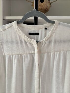 Marc O'Polo White Long Sleeve Band Collar Blouse